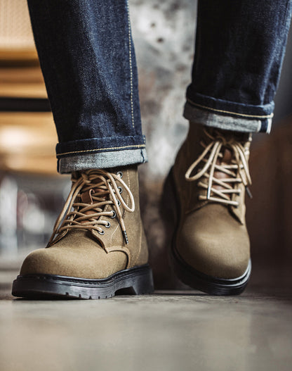 American Retro Age Of Navigation Waxed Canvas Martin Top Men's Boot - Harmony Gallery