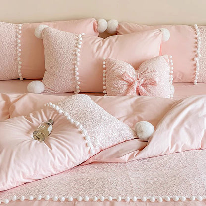 French Princess Pure Cotton Quilt Lace Four-Piece Bed Set - Harmony Gallery
