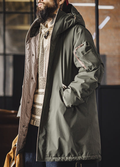 American Retro M51 Down Mid-Length Coat Fishtail Grayish Green Daily Men's Jacket - Harmony Gallery