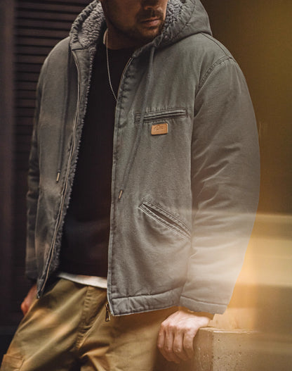 American Retro J141 Hooded Cotton Wool Velvet Warm Canvas Men's Jacket - Harmony Gallery