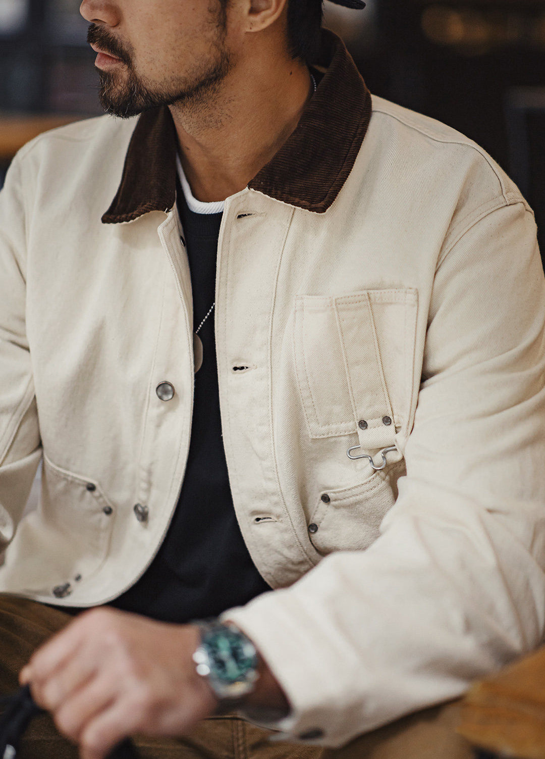 American Cottonseed Shell J22 For Shooting And Corduroy Collar Men's Jacket