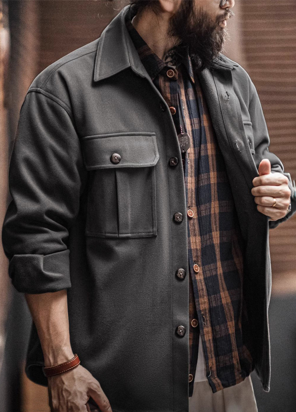 American Retro Starry Sky Woolen Barn Heavy Jacket Men's Shirt - Harmony Gallery