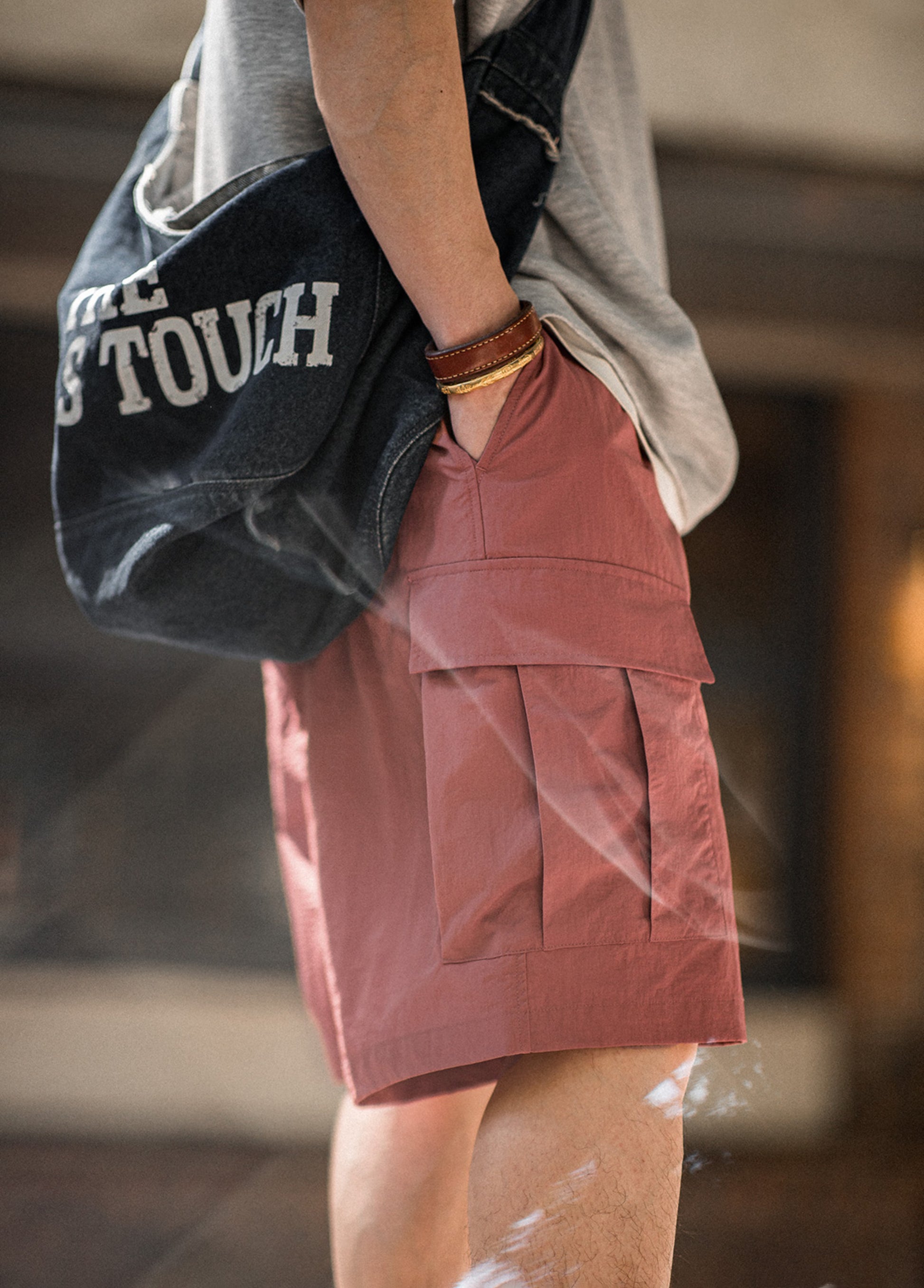 American Retro M65 Mountain Loose Straight Multi-Pocket Thin Men's Shorts - Harmony Gallery