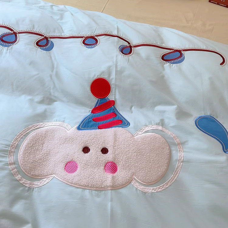 Girly Heart Cute Baby Elephant Four-Piece Pure Cotton Bed Set - Harmony Gallery