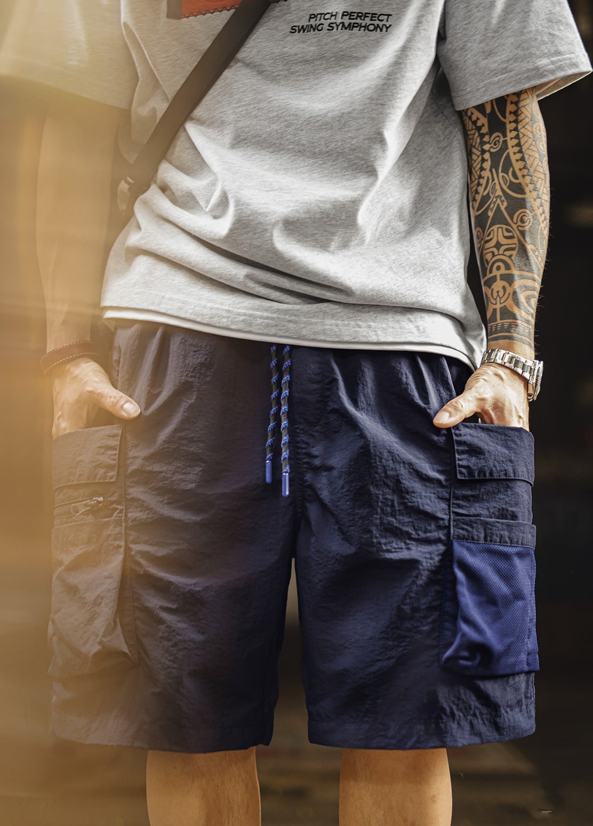 American Multi-Pocket Quick-Drying Function Thin Drawstring Men's Shorts - Harmony Gallery