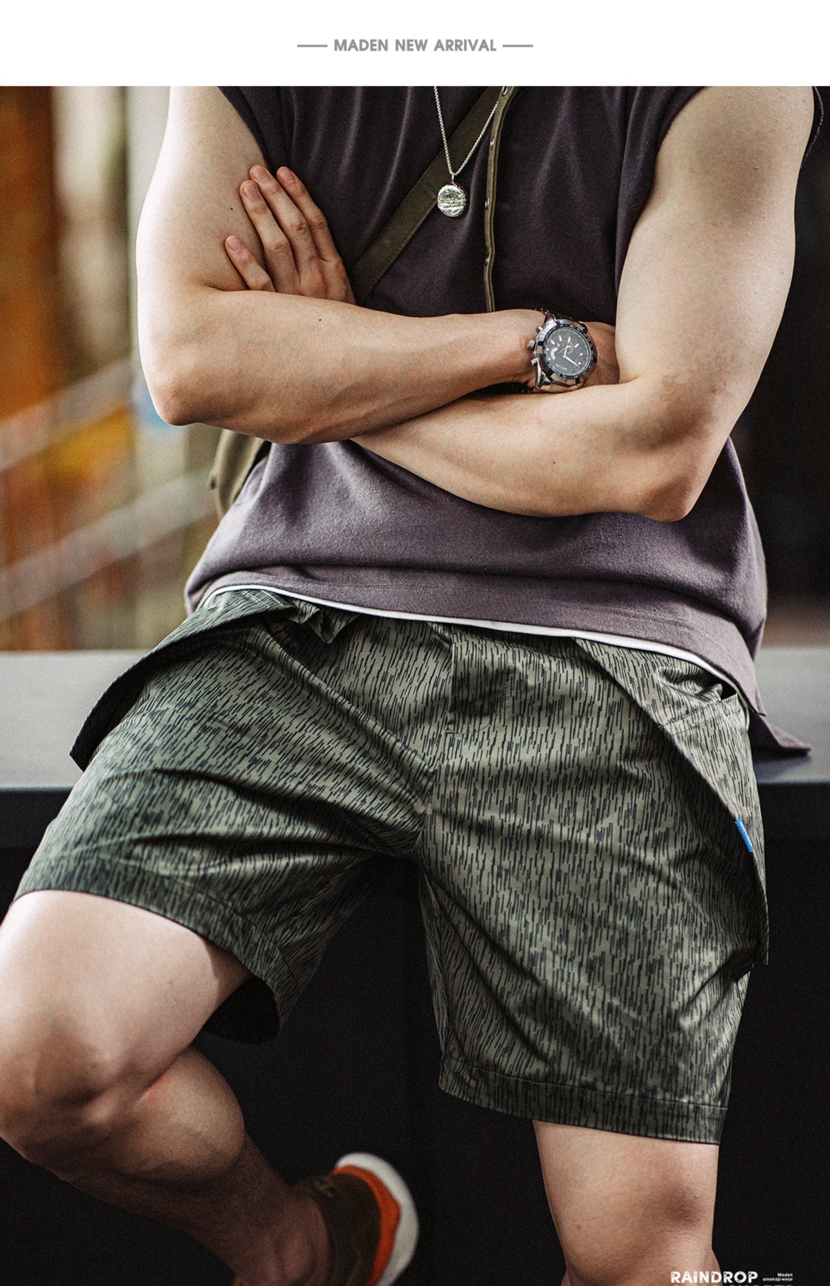 American Retro Raindrop Camouflage Military Functional Men's Shorts - Harmony Gallery