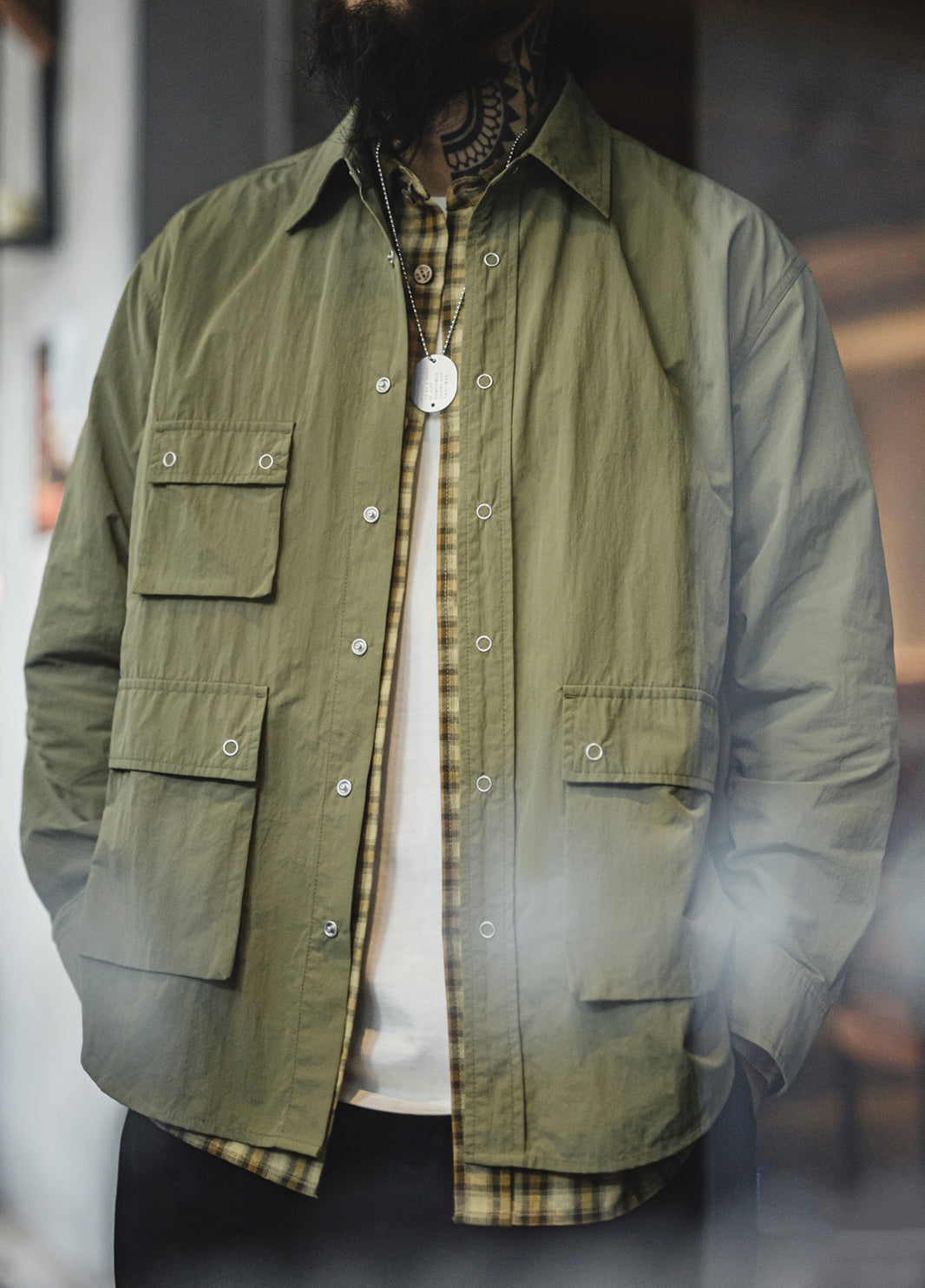 American Retro Pleated Outdoor Leisure Multi-Pocket Conventional Men's Shirt - Harmony Gallery