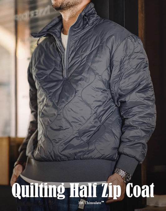 American 3M Half-Zip Shell Quilted Warm Cotton Men's Sweater - Harmony Gallery