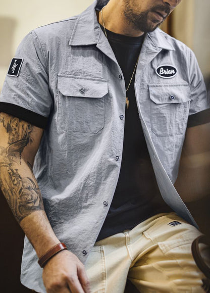 American Retro Speed And Passion Cuban Collar Tough Guy Men's Shirt - Harmony Gallery