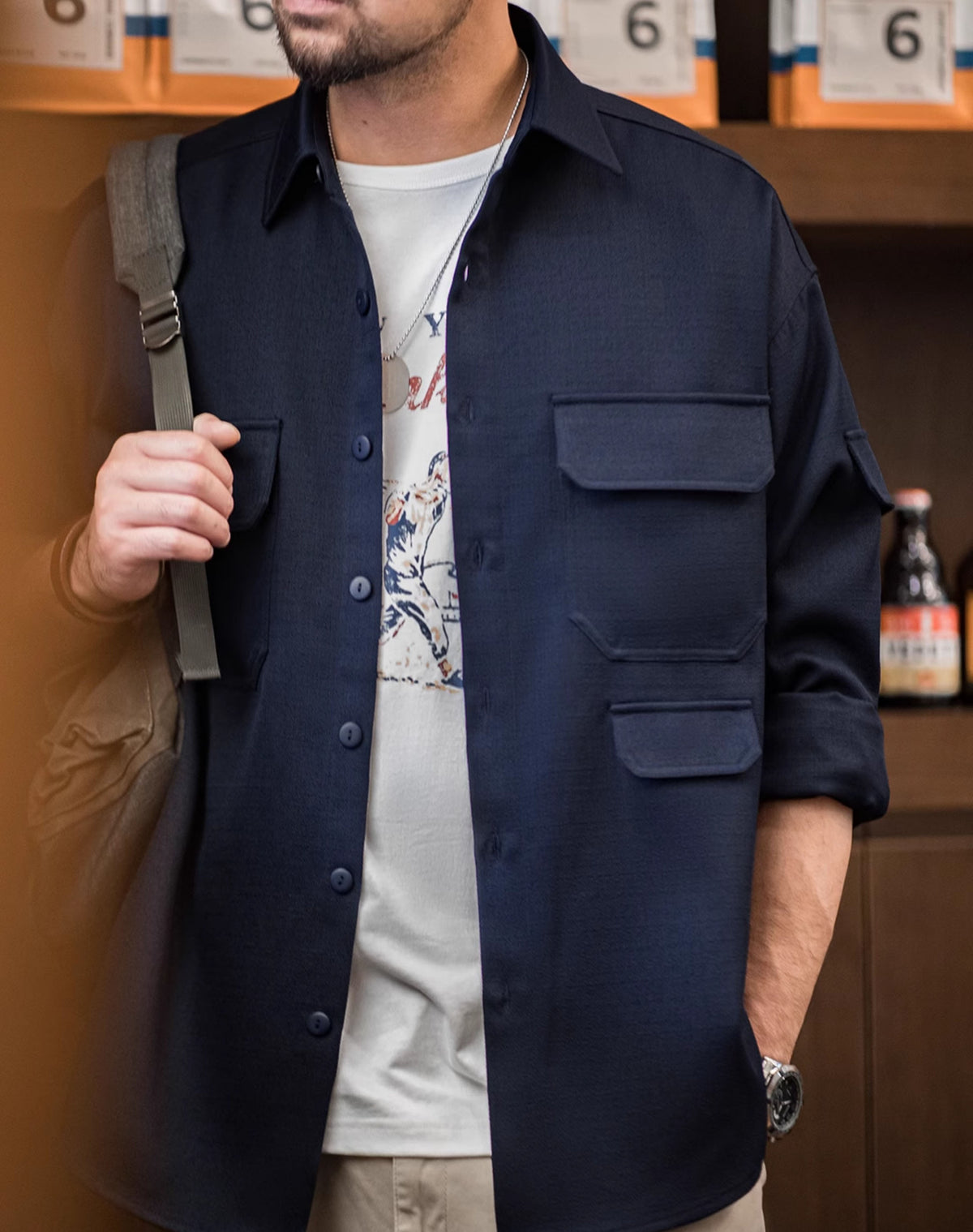 American Silhouette Anti-Wrinkle Free Ironing Pocket Jacket Men's Shirt - Harmony Gallery