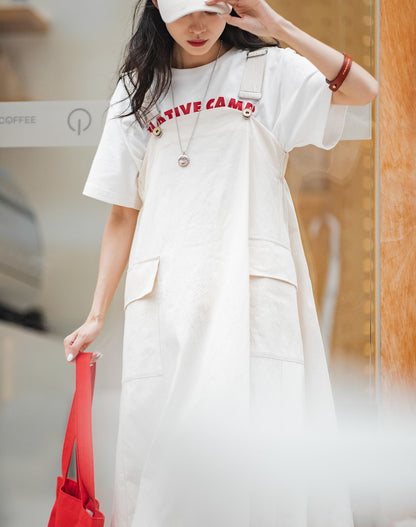 Tooling Irregular Summer Large Suspender Loose Women's Dress - Harmony Gallery