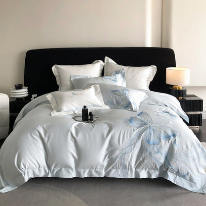 Light Luxury Cotton Exquisite Butterfly Embroidered Four-Piece Bed Set - Harmony Gallery