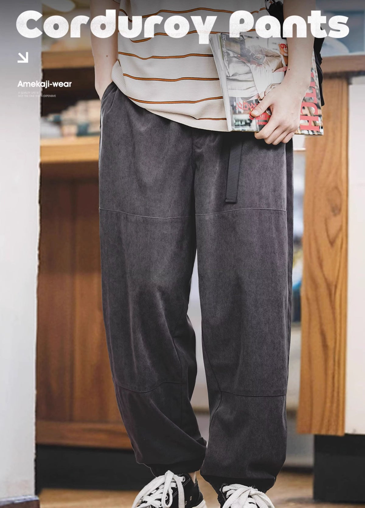 American Retro Casual Corduroy Cityboy Men's Trousers - Harmony Gallery