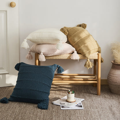 Tasseled Textures Cozy Woolen Knit Throw Pillows - Harmony Gallery