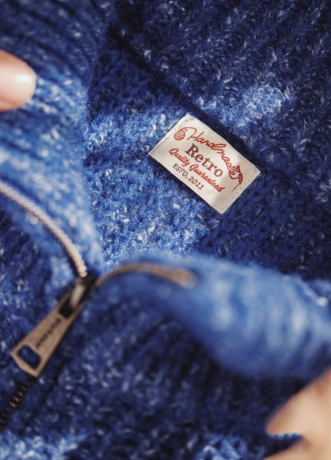 American Ice Blue Cardigan Thick High Neck Warm Knitwear Winter Men's Jacket - Harmony Gallery