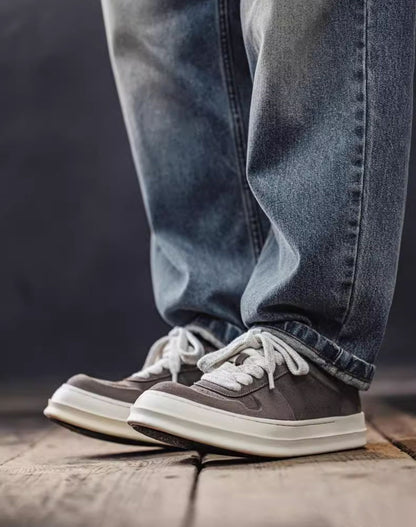American Retro Leather Thick-Soled Low-Top Height-Enhancing Men's Casual Shoes - Harmony Gallery