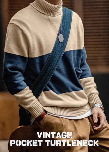 American Retro Knitted Contrast Color Striped Pullover Warm Men's Sweater - Harmony Gallery