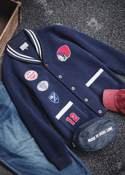 American Retro Shawl Collar Cardigan Fleece Warm Short Baseball Men's Jacket - Harmony Gallery