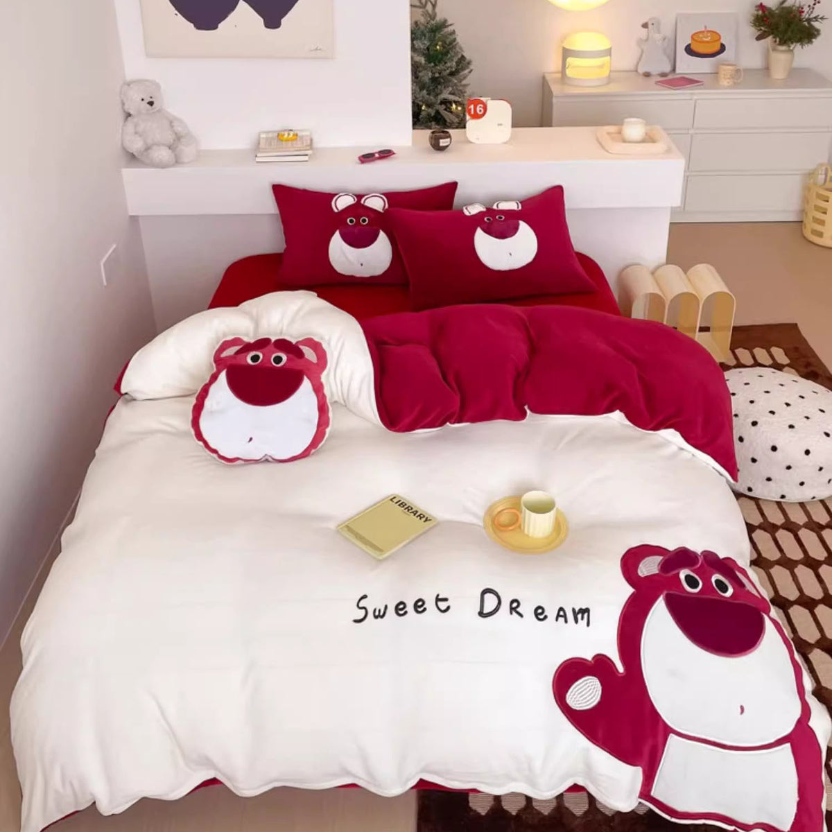 Disney Cartoon Winter Coral Velvet Warm Four-piece Bed Set - Harmony Gallery