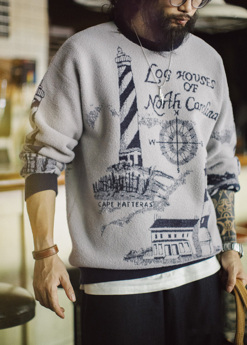 American Retro Smoky Gray Pullover Soft Warm Thick And Relaxed Men's Sweater - Harmony Gallery