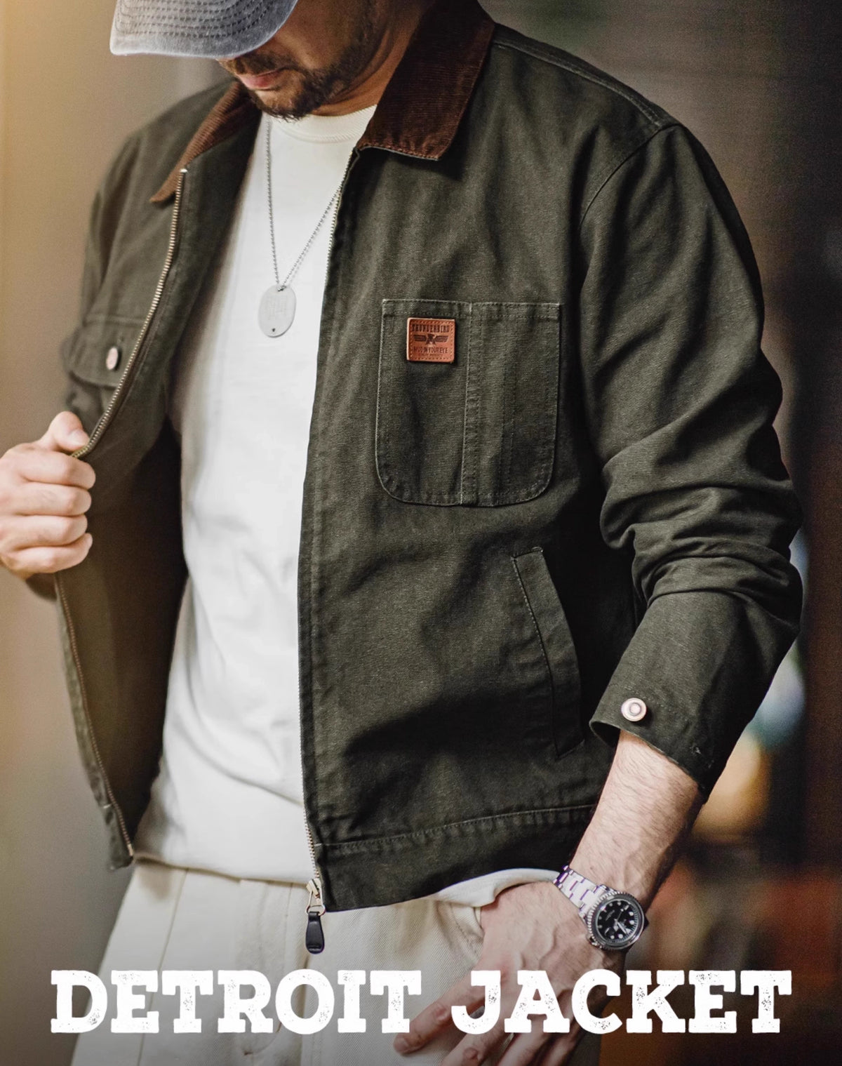 American Retro Heavy Canvas Detroit Tough Hunting Short Men's Jacket - Harmony Gallery
