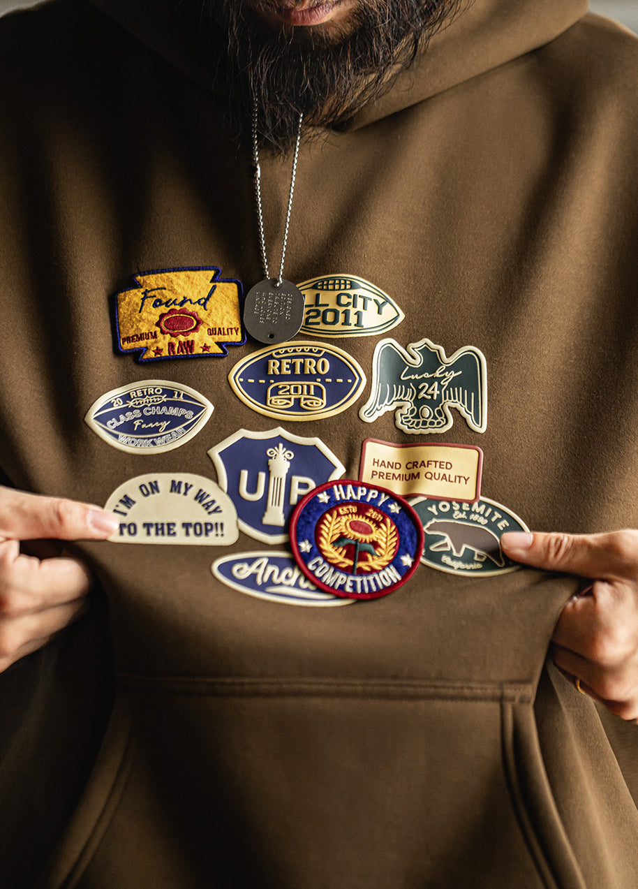 American Badge With Fleece Lining Micro-Elasticity Loose-Fitting Men's Sweater - Harmony Gallery