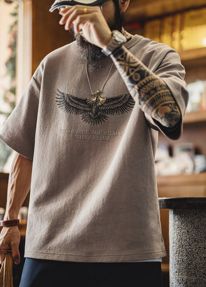 American Retro Design Falcon Print Summer Cool and Rebellious Men's T-Shirt