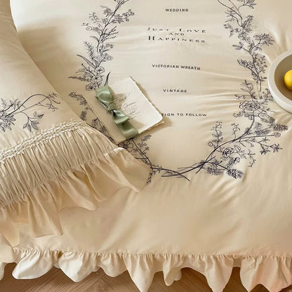 French Light Luxury High-End Four-Piece Princess Cotton Bed Set - Harmony Gallery