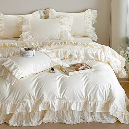 French Princess High-End Fairy Four-Piece Pure Cotton Lace Bed Set - Harmony Gallery