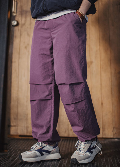 American Retro 3D Pleated Paratrooper With Drawstring Thin Straight Men's Trousers - Harmony Gallery