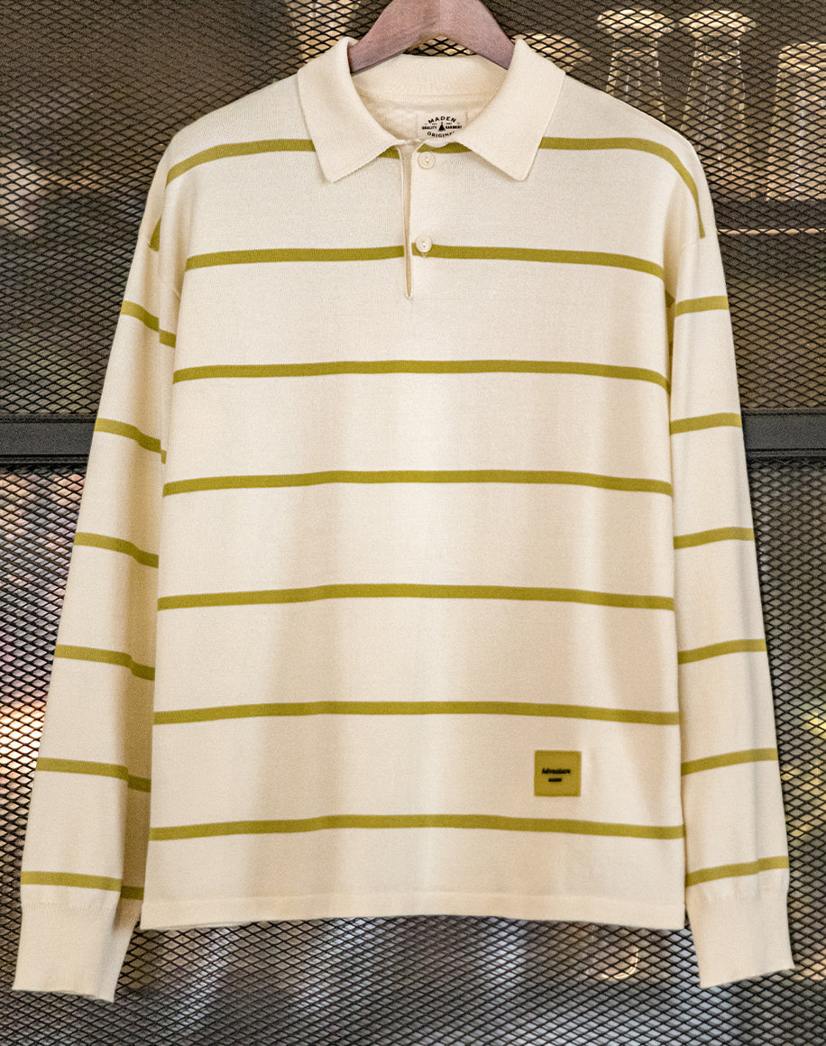 American Striped Knitted Polo Contrast Color Half-Open Men's Sweater - Harmony Gallery