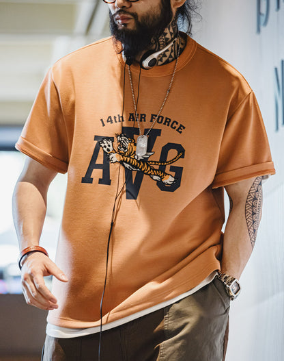 American Flying Tigers Embroidered Letter Printed Men's T-Shirt - Harmony Gallery