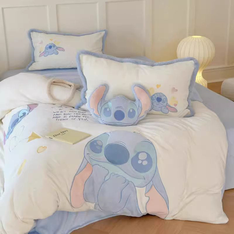 Disney Cute Stitch Washed Pure Cotton Four-piece Bed Set - Harmony Gallery