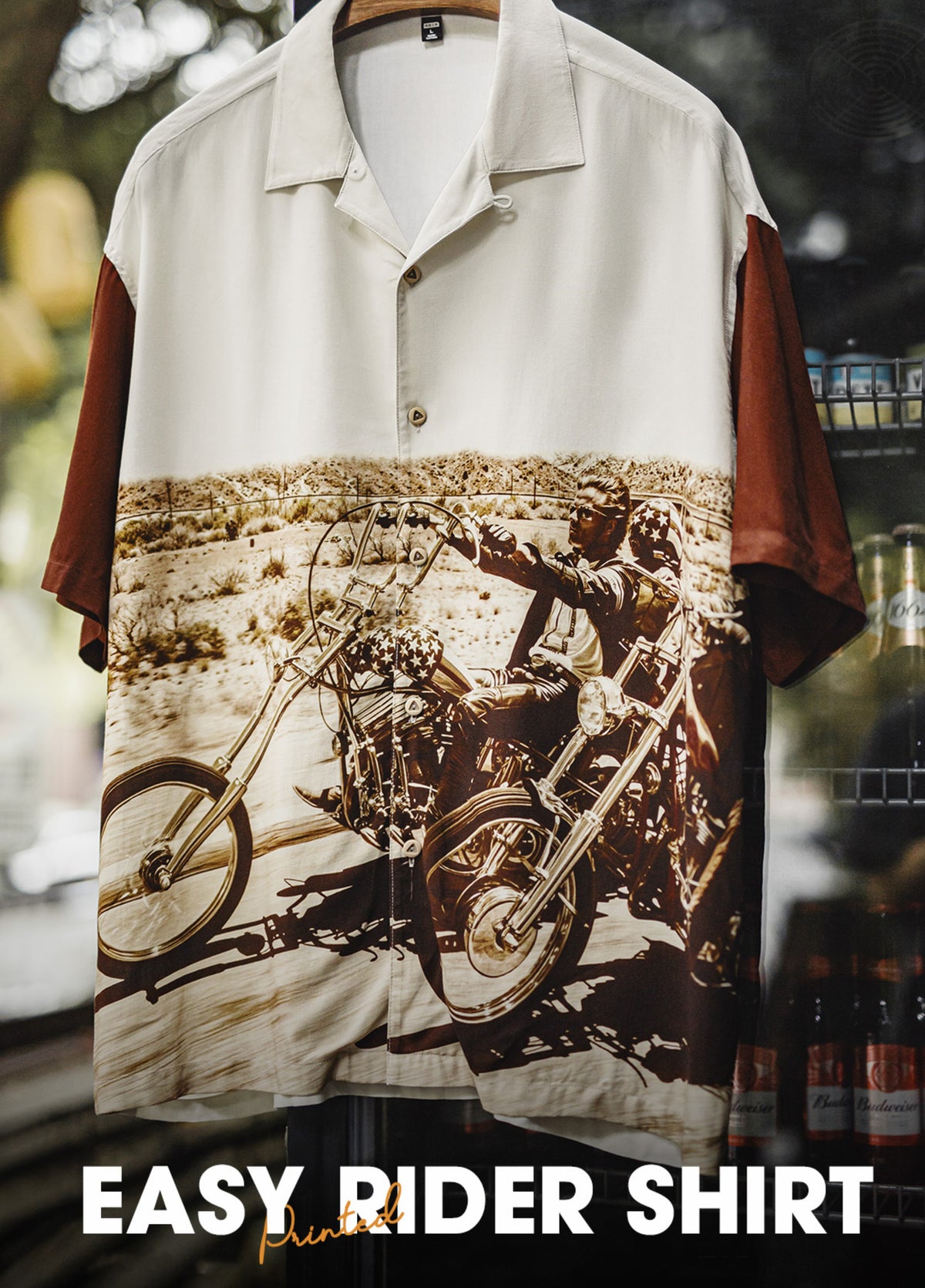 American Retro Contrast Color Drape Full Print Thin Short-Sleeved Men's Shirt - Harmony Gallery