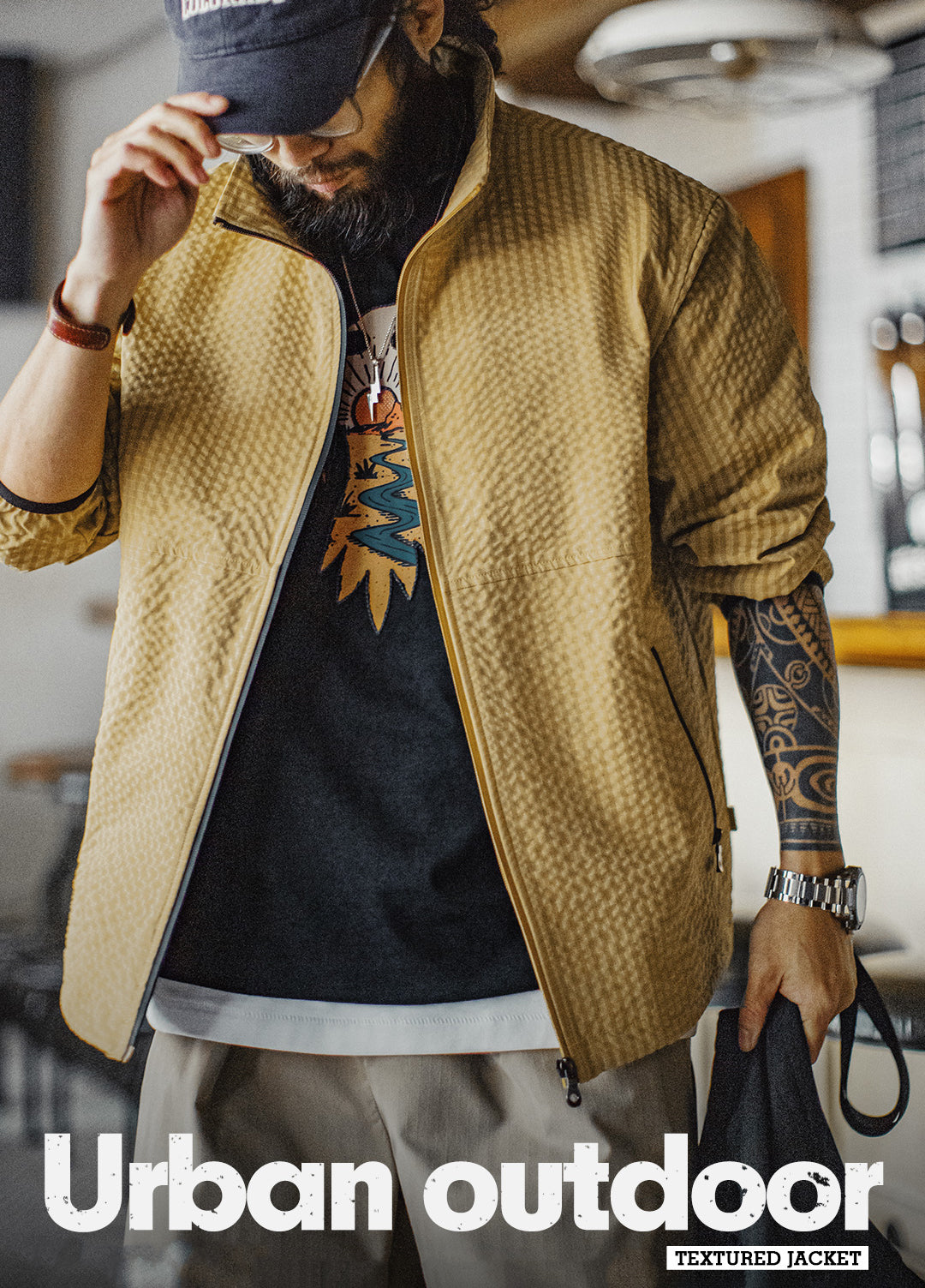 American Outdoor Mountain Texture Breathable Windproof Turmeric Men's Jacket - Harmony Gallery