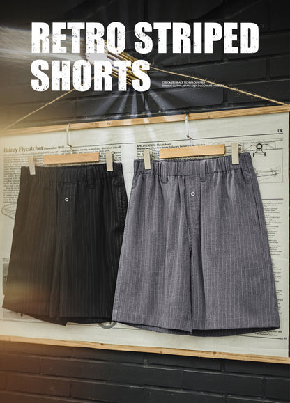 American Vertical Stripes City Boy Elastic Waist Straight Men's Shorts - Harmony Gallery