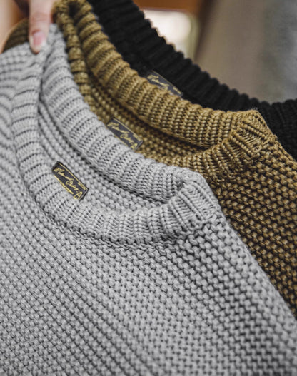 American Retro Heavy Texture Knitted Drop Shoulder Pullover Men's Sweater - Harmony Gallery