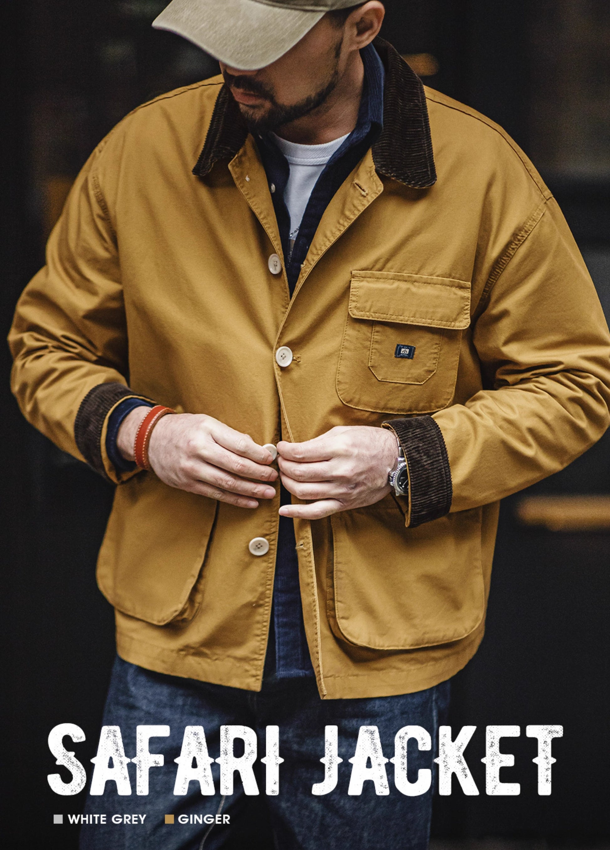 American Workwear Retro Safari Multiple Pockets Men's Jacket - Harmony Gallery