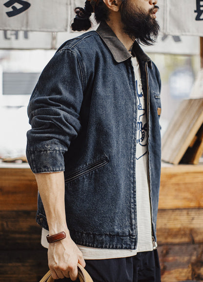 American Workwear Denim Detroit Washed Distressed Short Men's Jacket