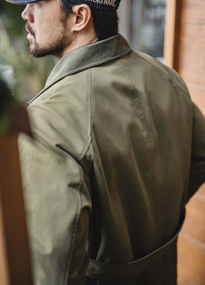 American Workwear Trench Military Green Mid-Length Cotton Men's Coat