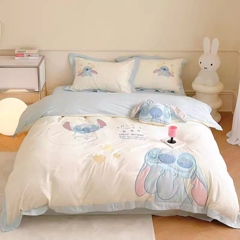 Disney Cute Stitch Washed Pure Cotton Four-piece Bed Set - Harmony Gallery
