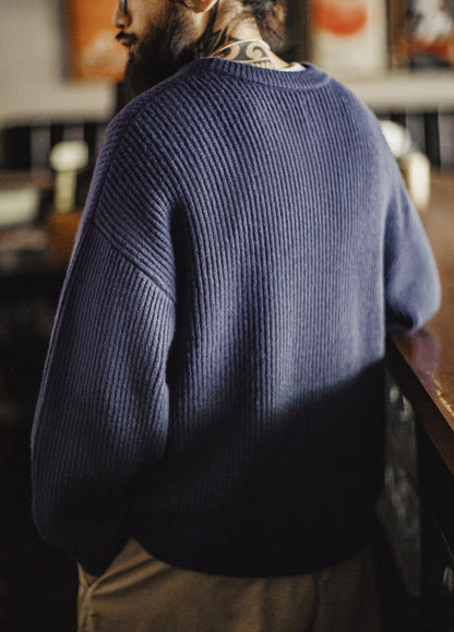 American Ribbed Pullover Striped Knit Cardigan Not Easily Deformed Men's Sweater - Harmony Gallery