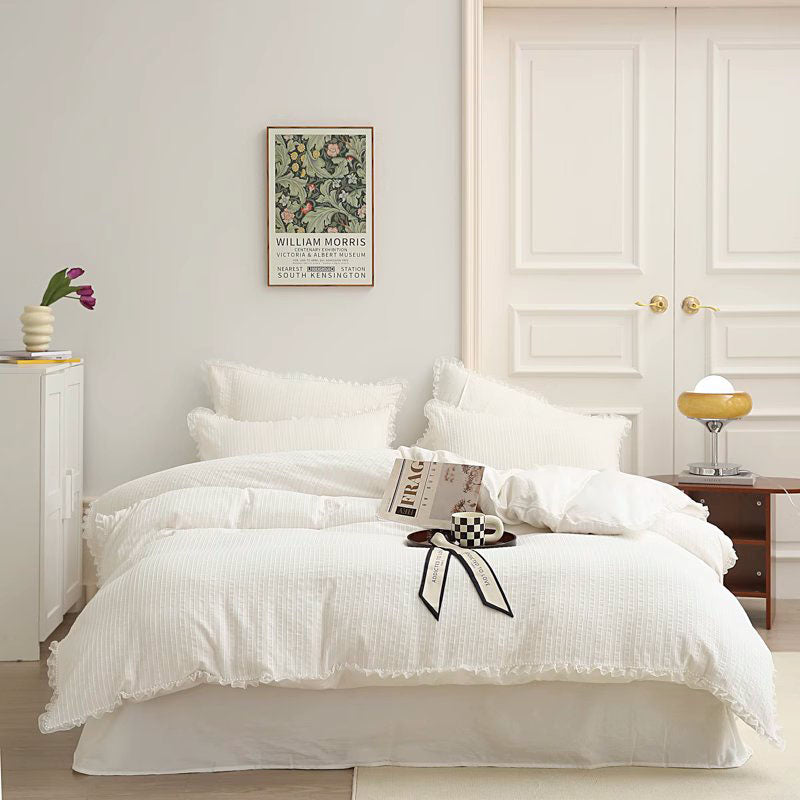 Ins Fairy Princess Sleeping Cotton Washed Four-Piece Bed Set - Harmony Gallery