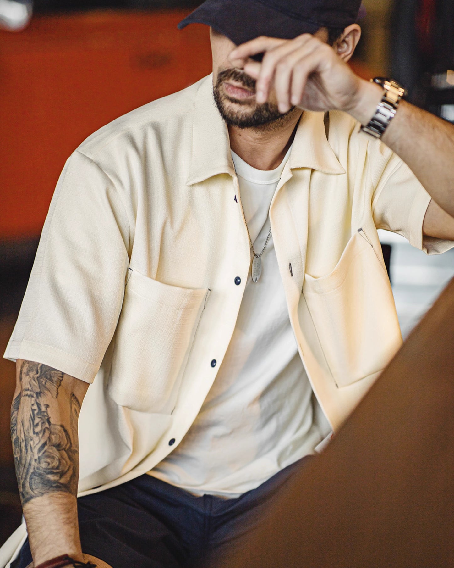 American Oversize Drapey No-Iron Textured Silhouette Men's Shirt - Harmony Gallery