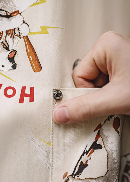 American Retro Cuban Collar Polar Bear Blended Cardigan Outerwear Men's Shirt - Harmony Gallery