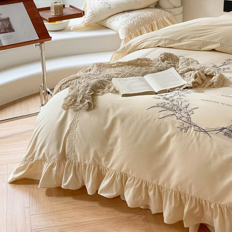 French Light Luxury High-End Four-Piece Princess Cotton Bed Set - Harmony Gallery