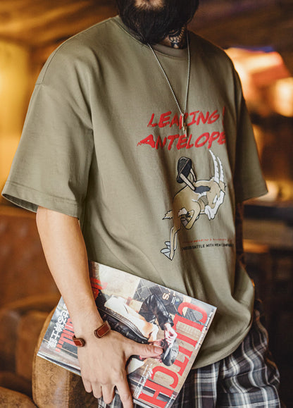 American Retro Three-Dimensional Embroidery Heavy Threaded Collar Men's T-Shirt - Harmony Gallery