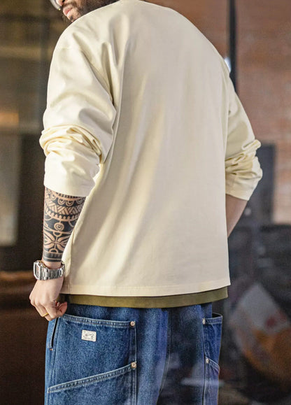 American Printed Pocket Pure Cotton Comfortable Base Layer Men's Sweater - Harmony Gallery