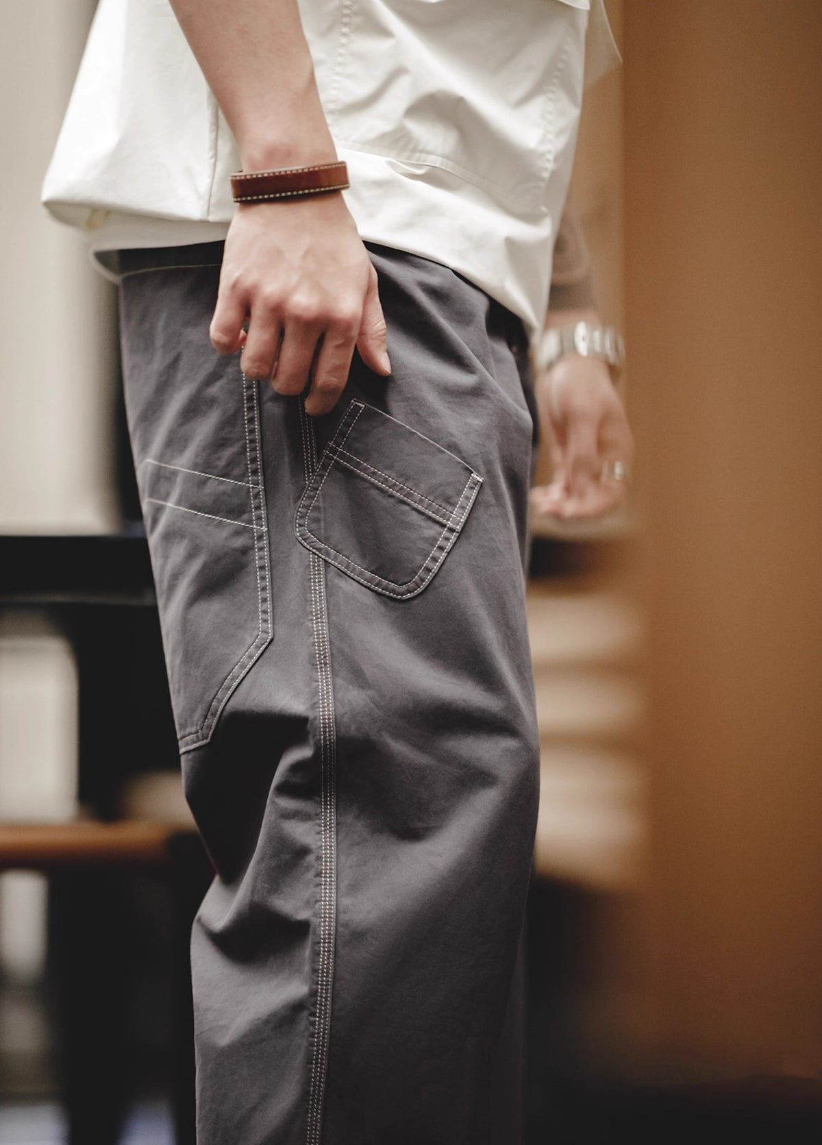 American Retro Multi-Pocket Pure Cotton Straight Men's Trousers - Harmony Gallery