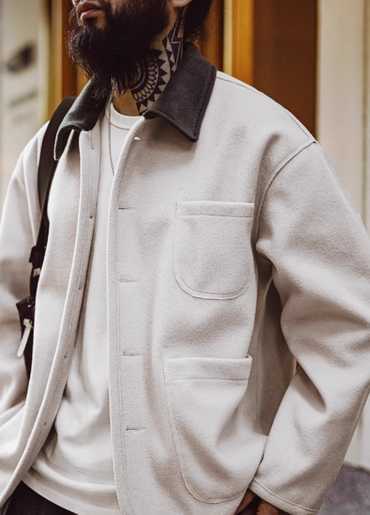 American Retro Heavy Woolen Loose Contrast Wear Outside Men's Jacket - Harmony Gallery